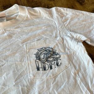 VINTAGE Harley Davidson MC Shirt Adult Small White Blue Motorcycle Biker Mens